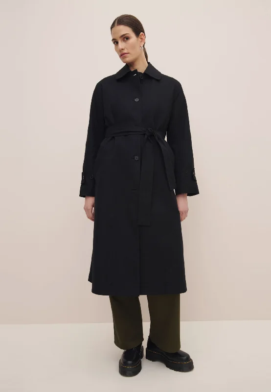Cleo Trench Coat - Black Cozy Casual Trench Coat