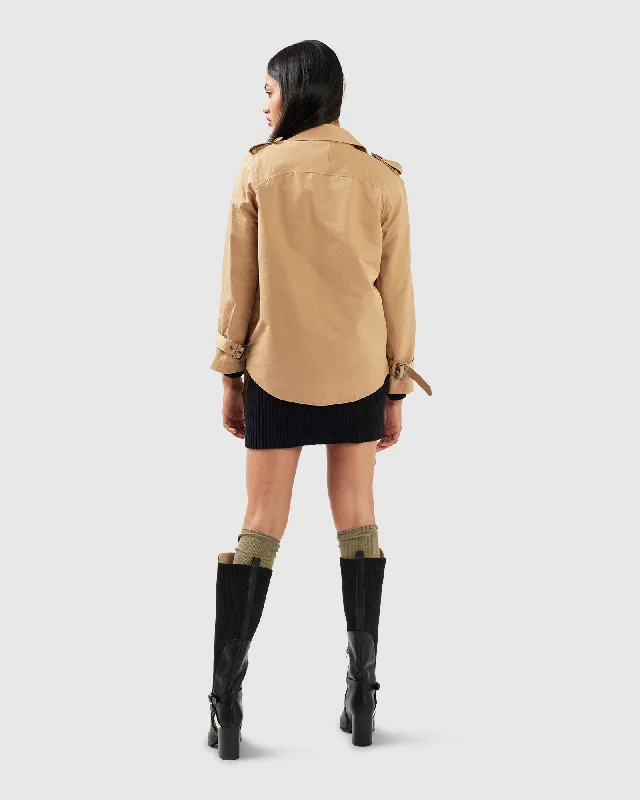 Cool Nights Cropped Trench Coat Trendy Hooded Belted Trench