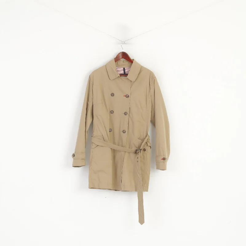 Peckott Women L Coat Beige Cotton Trench Double Breasted Belted Classic Top Fashionable Double-Breasted Wool Trench