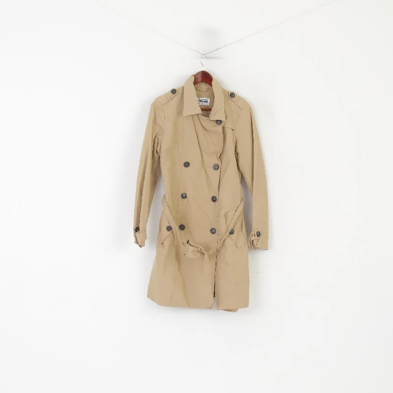 TCM Women 38 M Coat Beige Cotton Nylon Blend Classic Double Breasted Trench Warm Long Sleeve Trench TCM Women 38 M Coat Beige Cotton Nylon Blend Classic Double Breasted Trench Warm Long Sleeve Trench