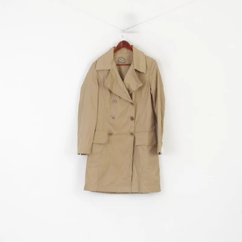 Henriette Steffensen Copenhagen Women M Trench Coat Beige Cotton Double Breasted Chic Loose Fit Trench Henriette Steffensen Copenhagen Women M Trench Coat Beige Cotton Double Breasted Chic Loose Fit Trench