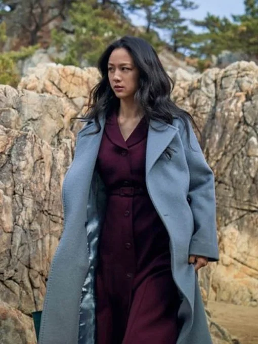 Decision To Leave 2022 Tang Wei Blue Trench Coat Stylish Wool Blend Trench Coat