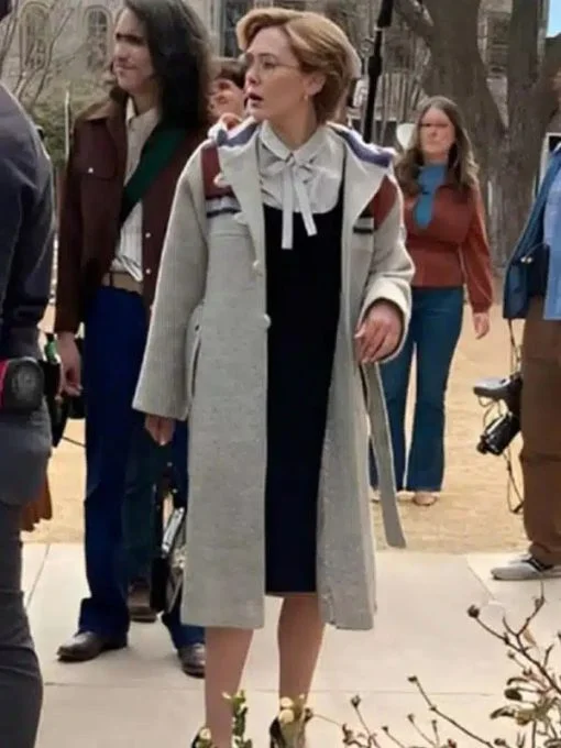Elizabeth Olsen Love and Death 2023 Trench Coat Chic Plaid Trench Coat