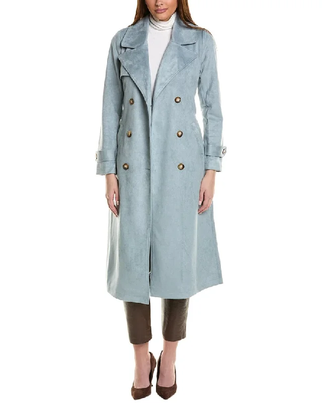 Ellen Tracy Longline Trench Coat Chic Hooded Wool Trench