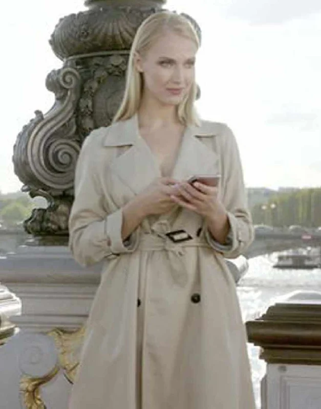 Emily in Paris Camille Razat Trench Coat Sophisticated Long Trench Jacket