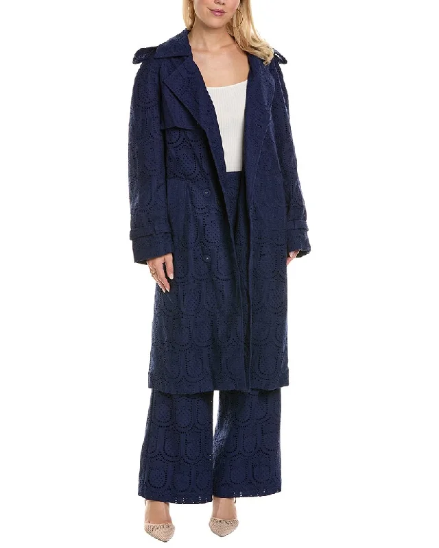 FARM Rio Eyelet Trench Coat Comfortable Trench Coat Design