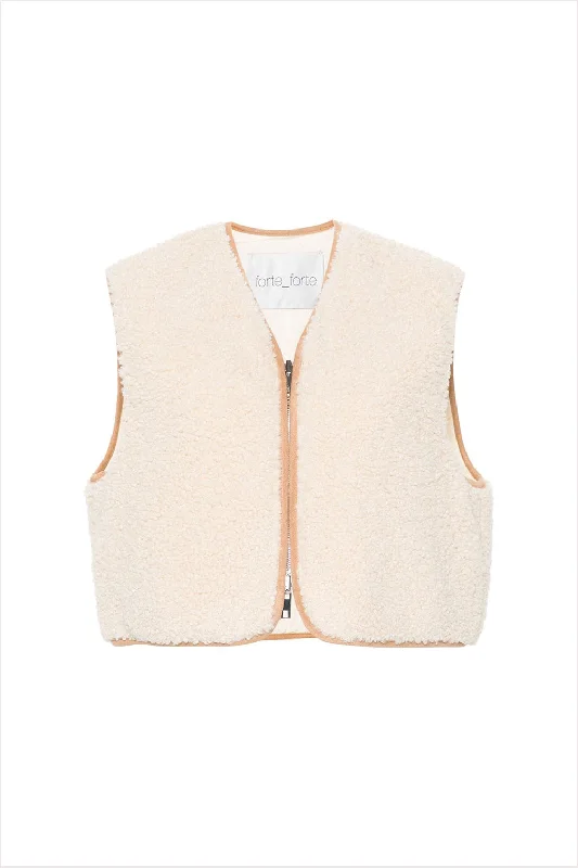 forte_forte Eco-Shearling Double Face Waistcoat Ivory Elegant Lightweight Waistcoat