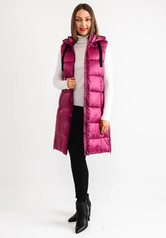 Frandsen Metallic Padded Hooded Gilet, Pink Hoodie with Set-In Sleeves Structured Classic Frandsen Metallic Padded Hooded Gilet, Pink Hoodie with Set-In Sleeves Structured Classic