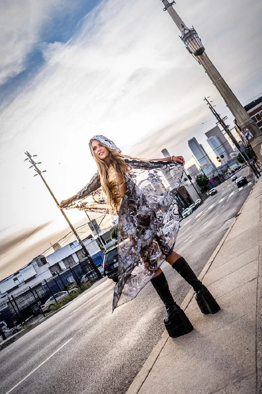 Hooded Goddess Priestess Cloak Hoodie with Tie-Dye Psychedelic Retro