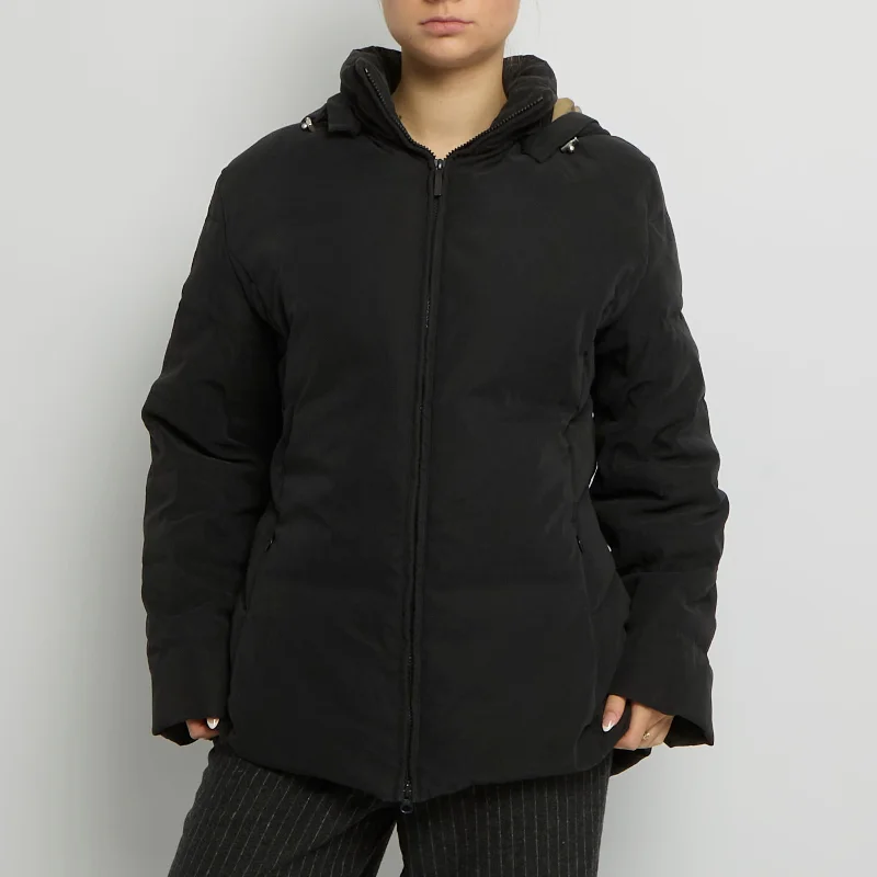 Hooded Padded Puffer - UK 14 Hoodie with Ribbed Neckline Snug Warm