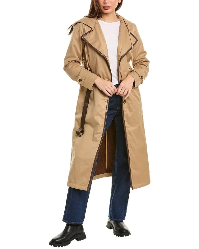 Hunter Longline Horseback Riding Trench Coat Stylish Faux-Fur Trench Coat