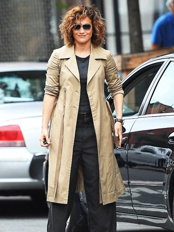 Jennifer Lopez Trench Cotton Coat Trendy Cotton Trench Coat