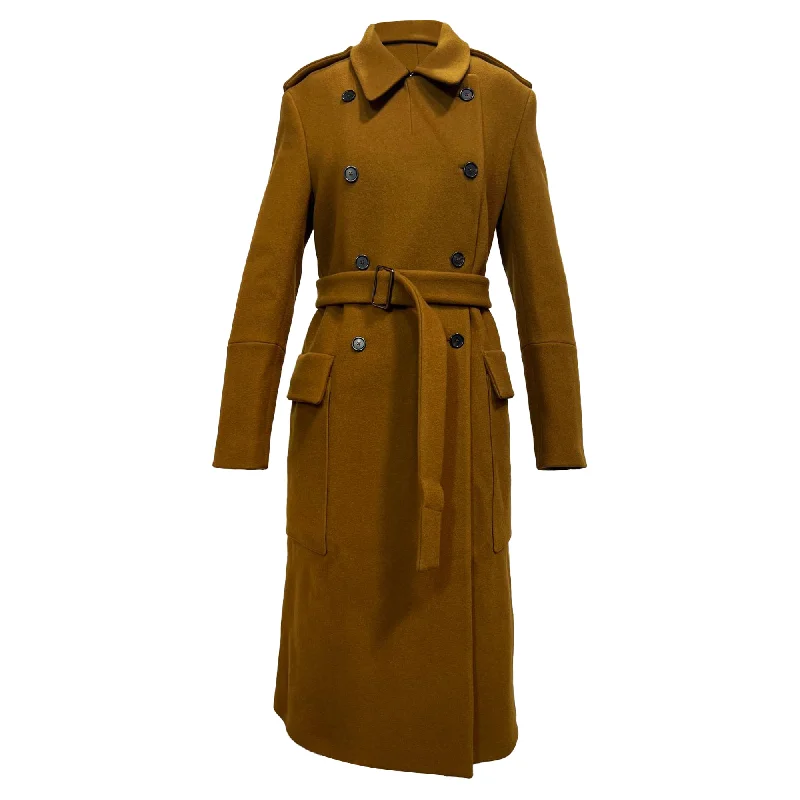 Jil Sander Belted Double-Breasted Trench Coat in Brown Wool Chic Sleeveless Wool Trench Jil Sander Belted Double-Breasted Trench Coat in Brown Wool Chic Sleeveless Wool Trench