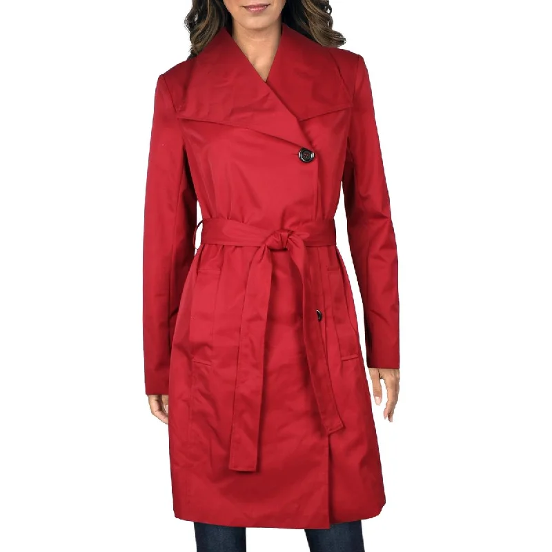 Kimi + Kai Womens Asymmetric Collared Trench Coat Stylish Belted Trench Design