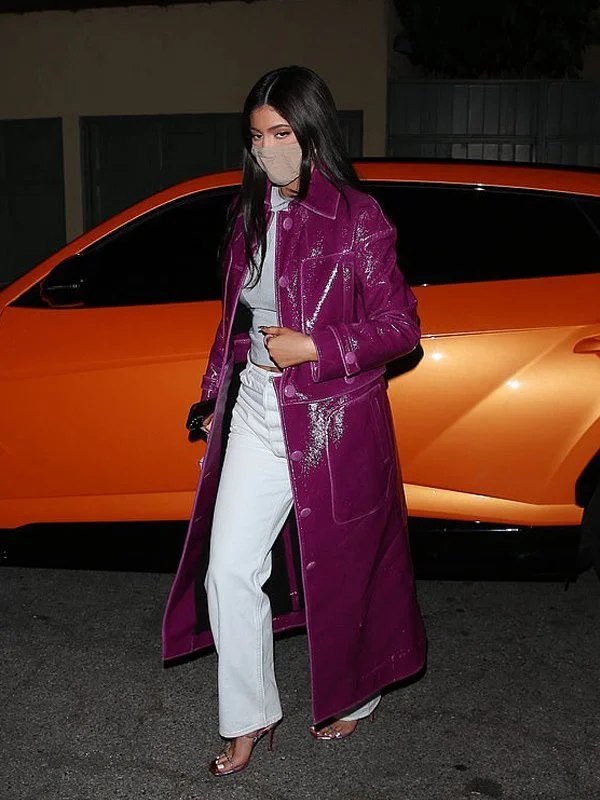 Kylie Jenner Leather Trench Coat Comfortable Trench Coat for Women