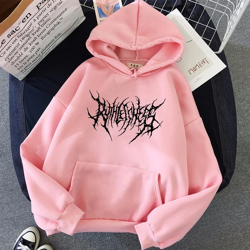 Letter Punk Large Hooded Hoodie with Color Block Contrast Stylish