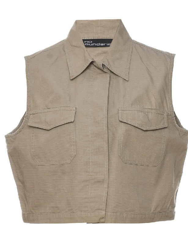 Light Brown Waistcoat - L Warm Quilted Waistcoat Vest