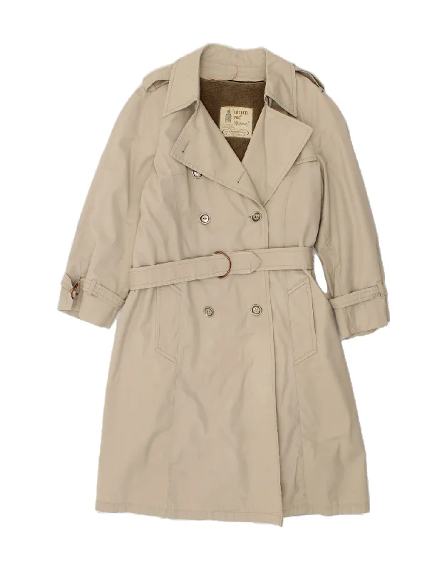 LONDON FOG Womens Trench Coat US 12 Large Beige Polyamide Elegant Camel Trench Coat