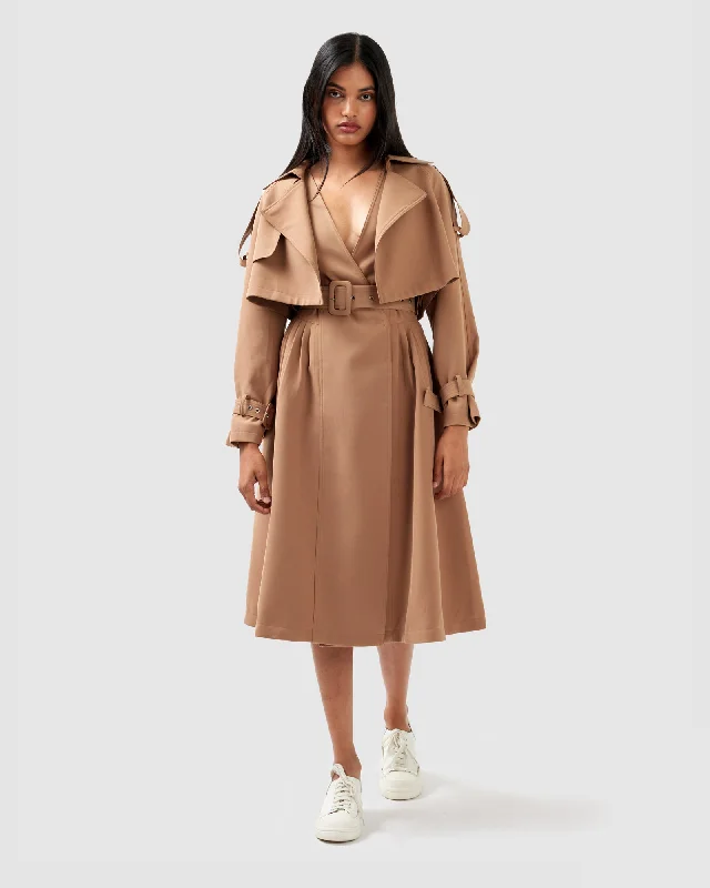 Manhattan Cropped Trench Classic Double-Breasted Wool Trench