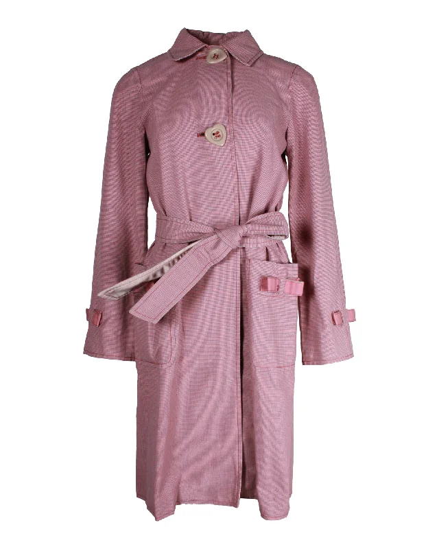 Marc Jacobs Micro Plaid Bow Detail Trench Coat in Pink Cotton Classic Khaki Trench Coat Marc Jacobs Micro Plaid Bow Detail Trench Coat in Pink Cotton Classic Khaki Trench Coat