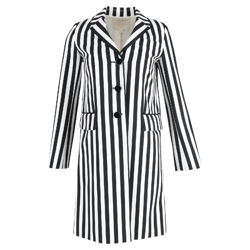 Marc Jacobs Stripe Print Single-Breasted Trench Coat in Black and White Wool Elegant Black Wool Trench Marc Jacobs Stripe Print Single-Breasted Trench Coat in Black and White Wool Elegant Black Wool Trench