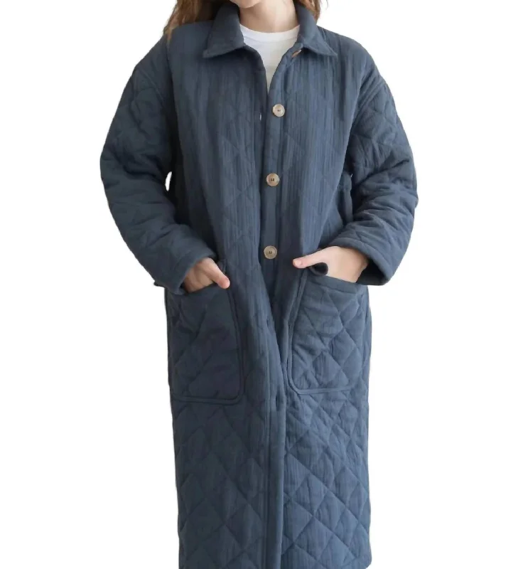 Marnie Quilted Trench Coat In Navy Modern Military Style Trench