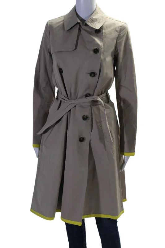 Martin Grant Womens Double Breasted Contrast Trim Trench Coat Beige Cozy Winter Wool Trench Martin Grant Womens Double Breasted Contrast Trim Trench Coat Beige Cozy Winter Wool Trench