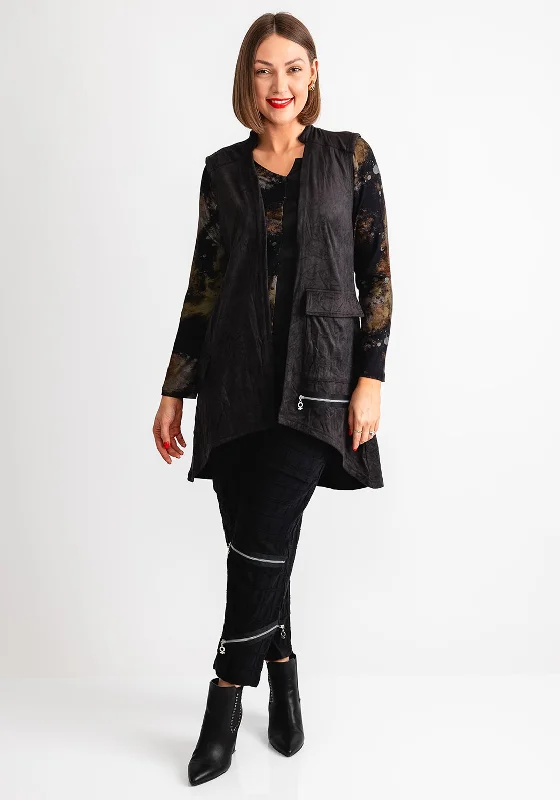 My Soul Faux Suede Waistcoat, Black Cozy Sweater Waistcoat Vest