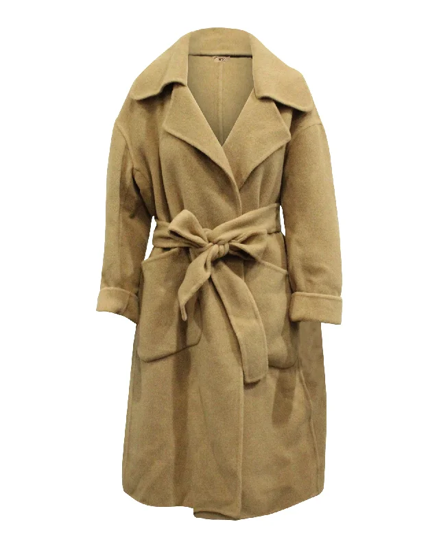 N.21 Belted Trench Coat in Beige Wool Casual Belted Wool Trench