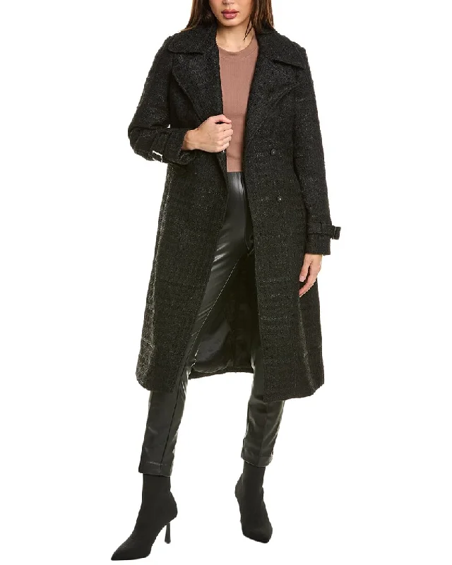 Noize Francie-S Long Trench Coat Chic Military Style Trench
