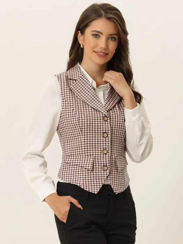 Plaid Waistcoat Notched Lapel Collar Single Breasted Vintage Vest Classic Sleeveless Waistcoat Plaid Waistcoat Notched Lapel Collar Single Breasted Vintage Vest Classic Sleeveless Waistcoat