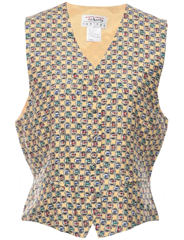 Patterned Multi-Colour Waistcoat - M Comfortable Wool Waistcoat Jacket