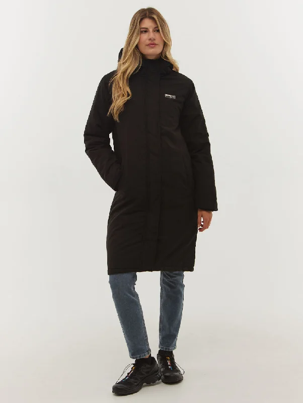 Peppi Hooded Long Parka Hoodie with Embroidery Detailed Premium