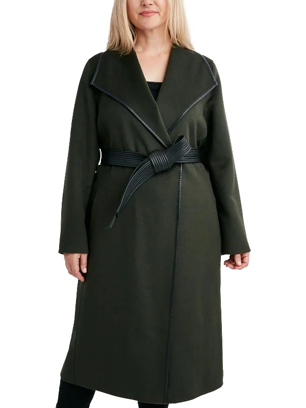 Plus Womens Wool Blend Long Trench Coat Chic Lightweight Trench Coat