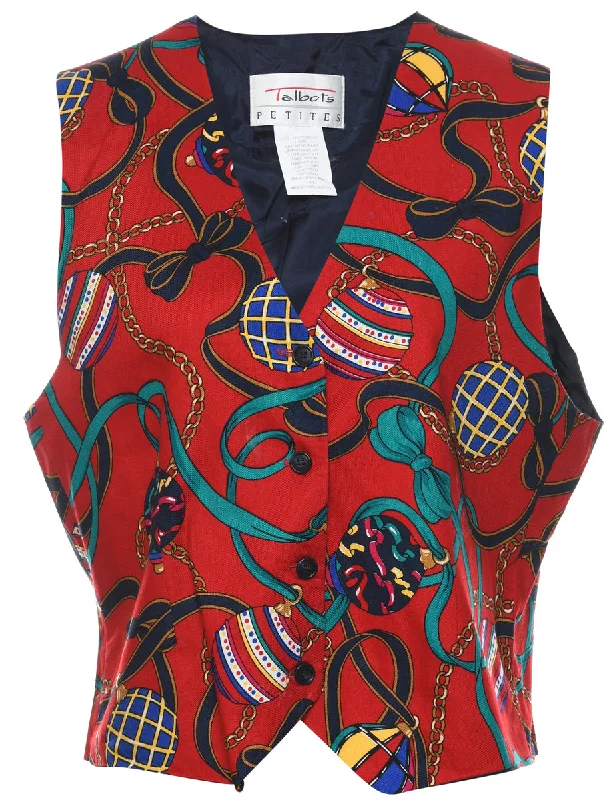 Red Waistcoat - L Fashionable Sleeveless Waistcoat