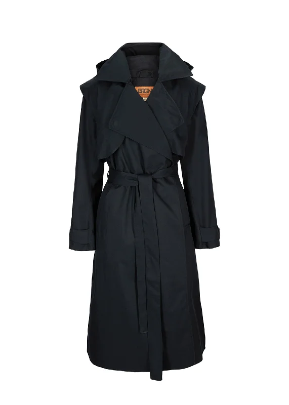 Regndråpe Trench Coat - New Black Fashionable Double-Breasted Wool Trench