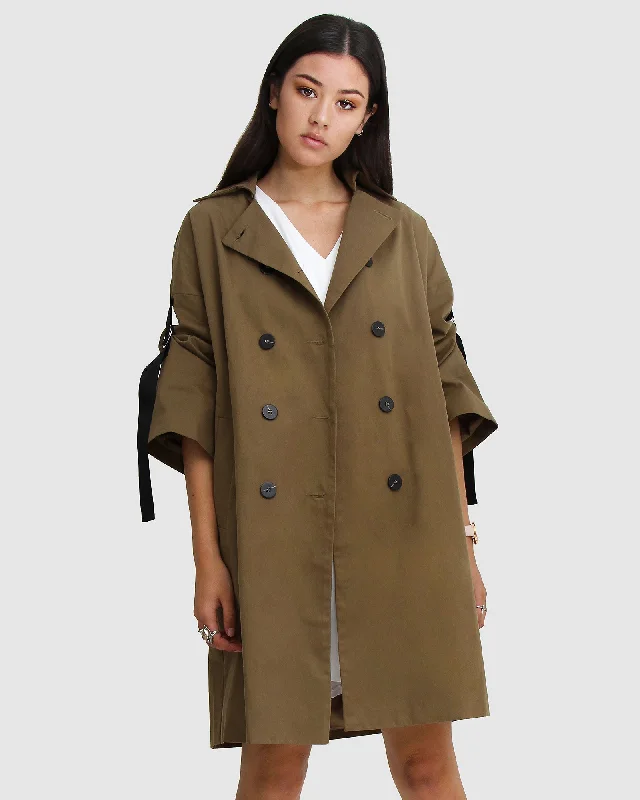 Russian Romance Oversized Trench Coat Modern Long Sleeve Trench