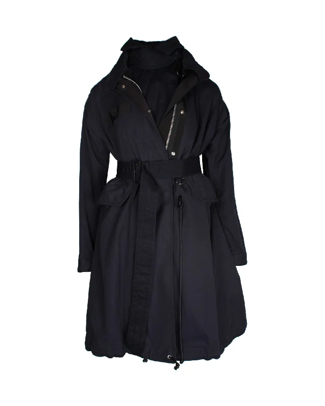 Sacai Trench Coat in Navy Blue Cotton Comfortable Lightweight Trench Coat