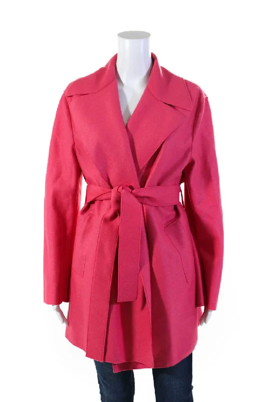 Sharis Place Womens Notched Lapel Belted Short Trench Coat Watermelon Wool Large Stylish Hooded Trench Coat Sharis Place Womens Notched Lapel Belted Short Trench Coat Watermelon Wool Large Stylish Hooded Trench Coat