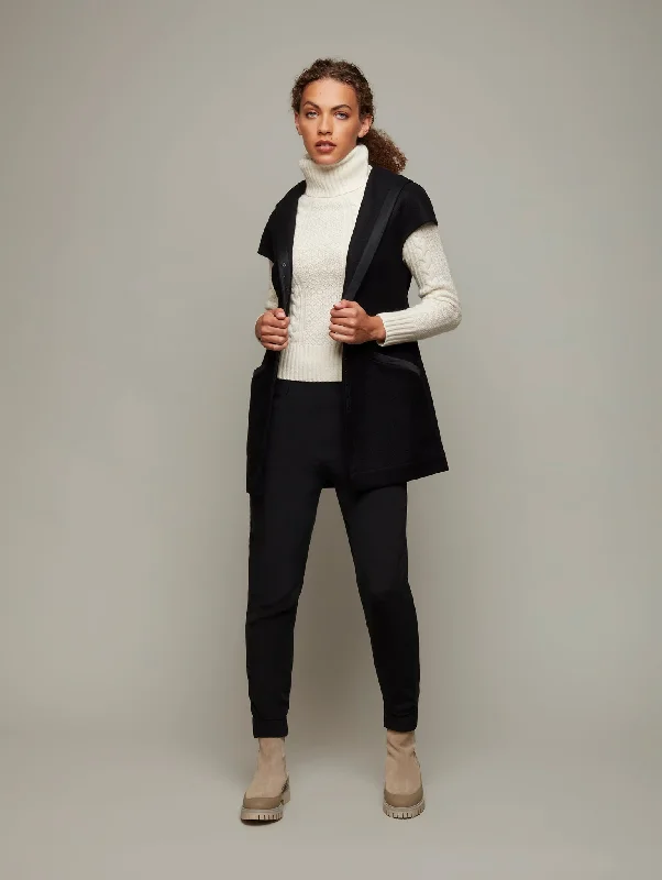 SHELL | Melton Wool Hooded Gilet Hoodie with Mesh Breathable Sporty