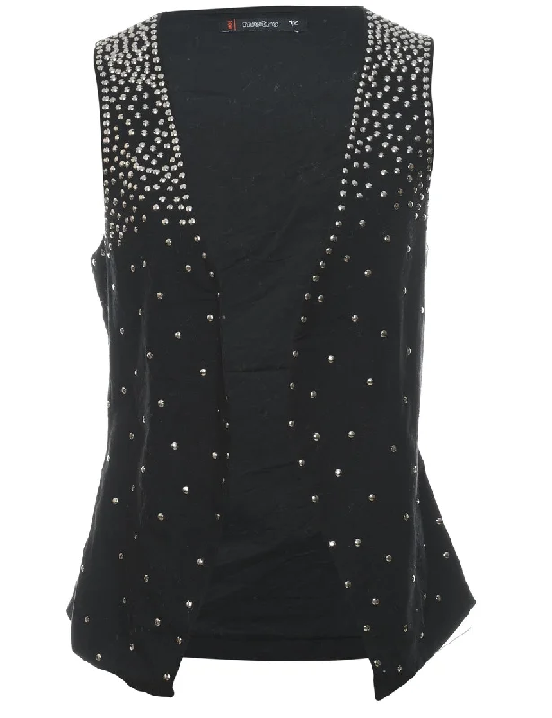 Studded Waistcoat - M Fashionable Belted Waistcoat Vest