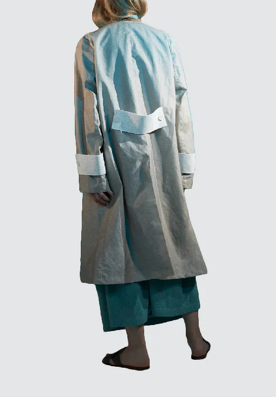 Suci Kush Trench | Grey Ash Beige Sophisticated Long Trench Jacket