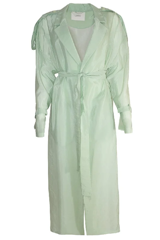 Textured Sheer Relaxed Trench Trendy Oversized Trench Coat