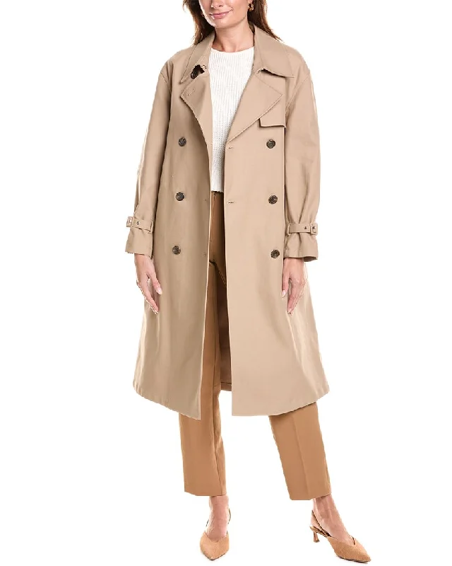 Theory Double-Breasted Trench Coat Elegant Button-Up Trench Coat