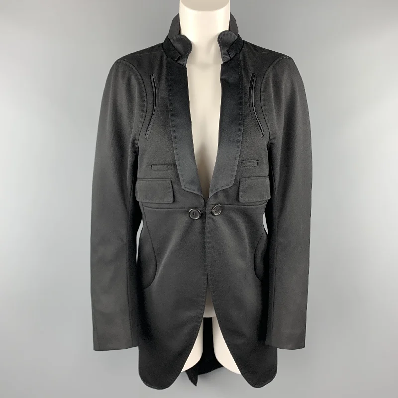 UNDERCOVER Size M Black Wool Satin Shawl Collar Tuxedo Coat Cozy Knit Shawl Cape