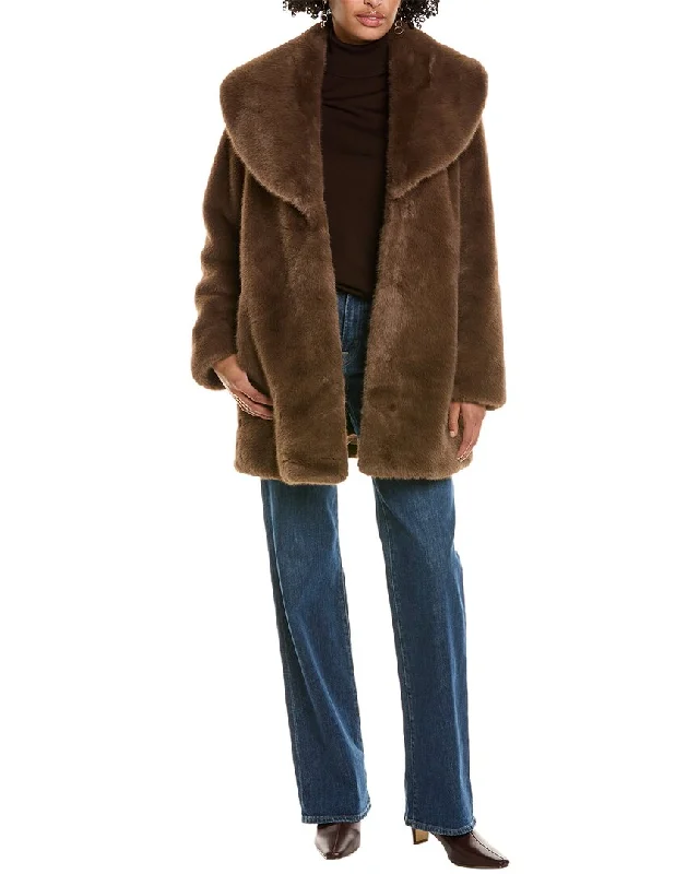 Via Spiga Shawl Collar Coat Fashionable Shawl with Tassels