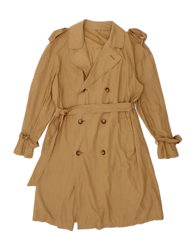 VINTAGE Womens Trench Coat UK 16 Large Beige Warm Double-Breasted Trench