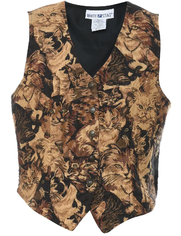 White Stag Tapestry Waistcoat - S Trendy Zip-Up Waistcoat Jacket