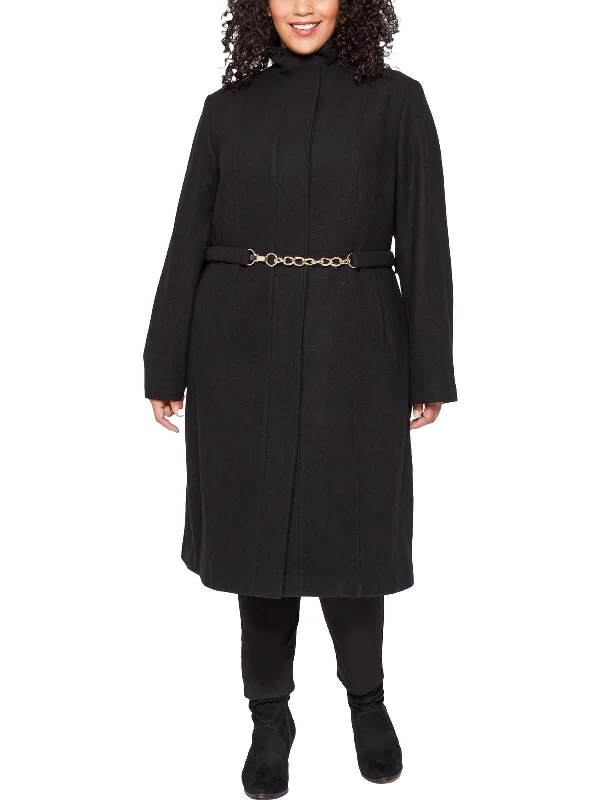 Womens Belted Trench Wool Coat Casual Belted Wool Trench
