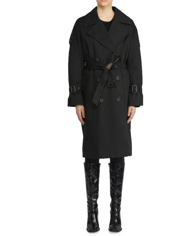 Womens Double-Breasted Midi Trench Coat Chic Trench Coat for Spring